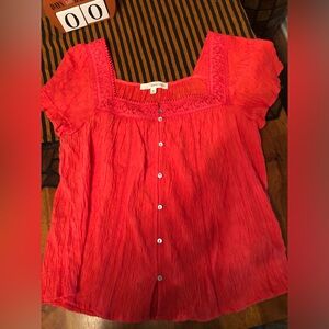 Rewind Coral Button-Up Top